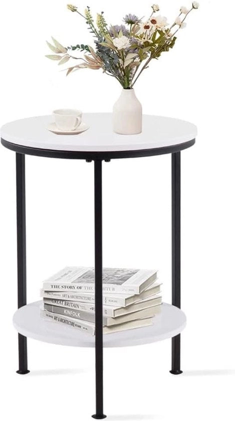 Tavolo Accessorio Rotondo Piccola Tavola Salotto Tavolo Matto Tavolo Soggiorno Tavolo Bancone Tavolo Telefono Bianco 40 x 40 x 60 cm