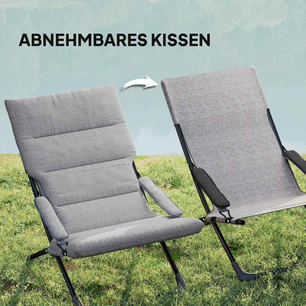 Sedia pieghevole da giardino con cuscino ¨C Xylo ¨C metallo grigio rimovibile 66x94x79 cm
