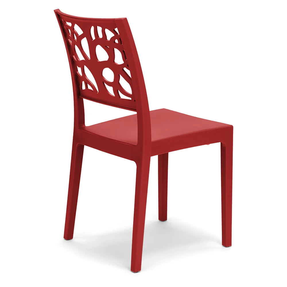 Set 2 sedie in polipropilene TETI, impilabile, resistente ai raggi UV, design moderno, ideale per sala da pranzo, cucina, sala d’attesa, bar, ristoranti o giardino, colore Rosso