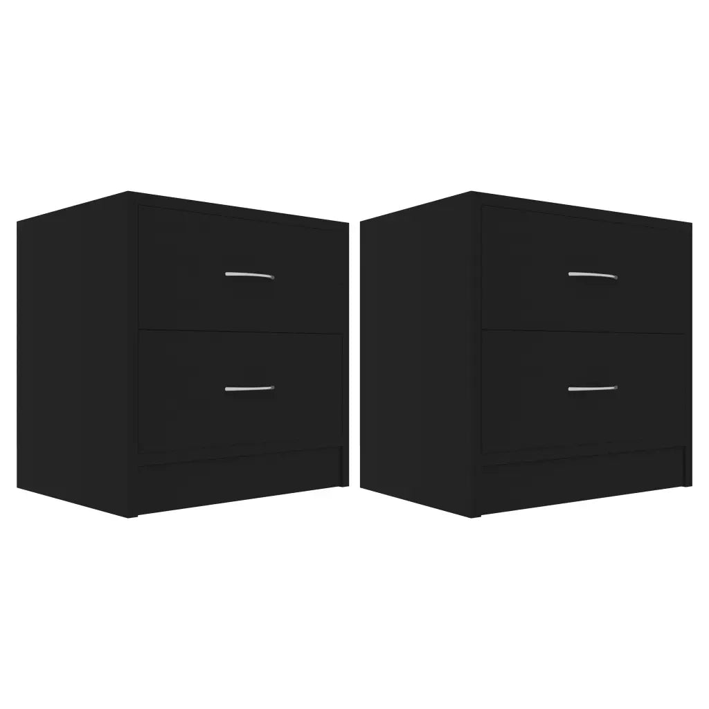Comodini Neri 2 pz 40x30x40 cm in Legno Multistrato 801038