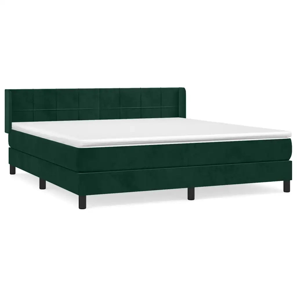 Giroletto a Molle con Materasso Verde Scuro 160x200 cm Vellutocod mxl 122469
