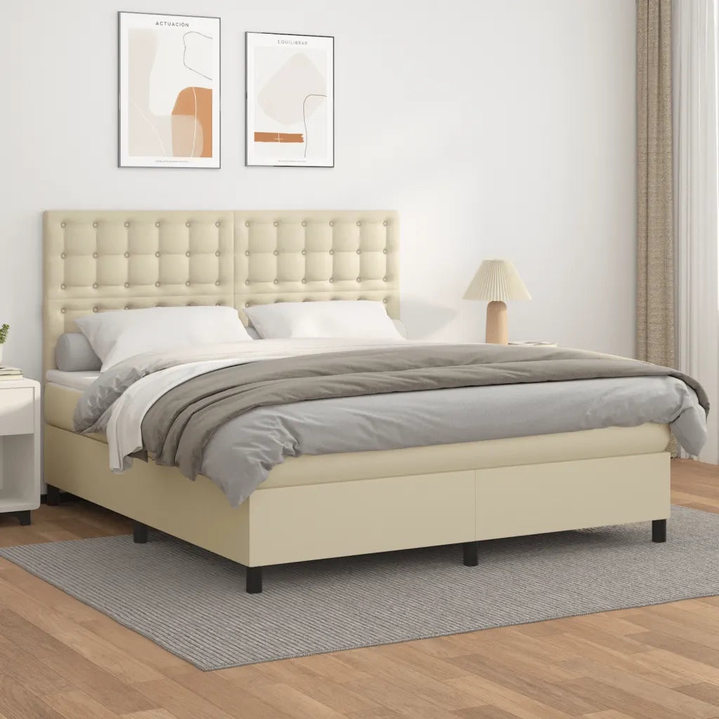 Giroletto a Molle con Materasso Crema 160x200 cm in Similpelle 3142853