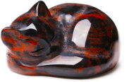 Figurina di gatto in cristallo di ossidiana rossa con effetto lucido per decorazione di casa, ufficio o camera da letto, regalo per amanti degli animali.