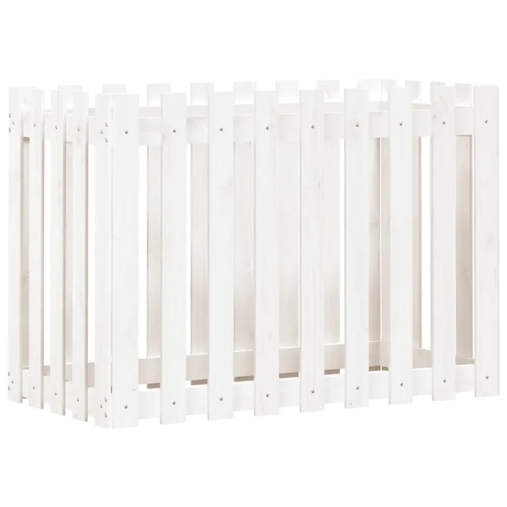Fioriera Giardino a Recinzione Bianca 100x50x70cm Massello Pinocod mxl 107621