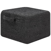 Pouf in juta naturale nero 45 x 45 cm pouf imbottitura in EPS maniglie accessorio boho