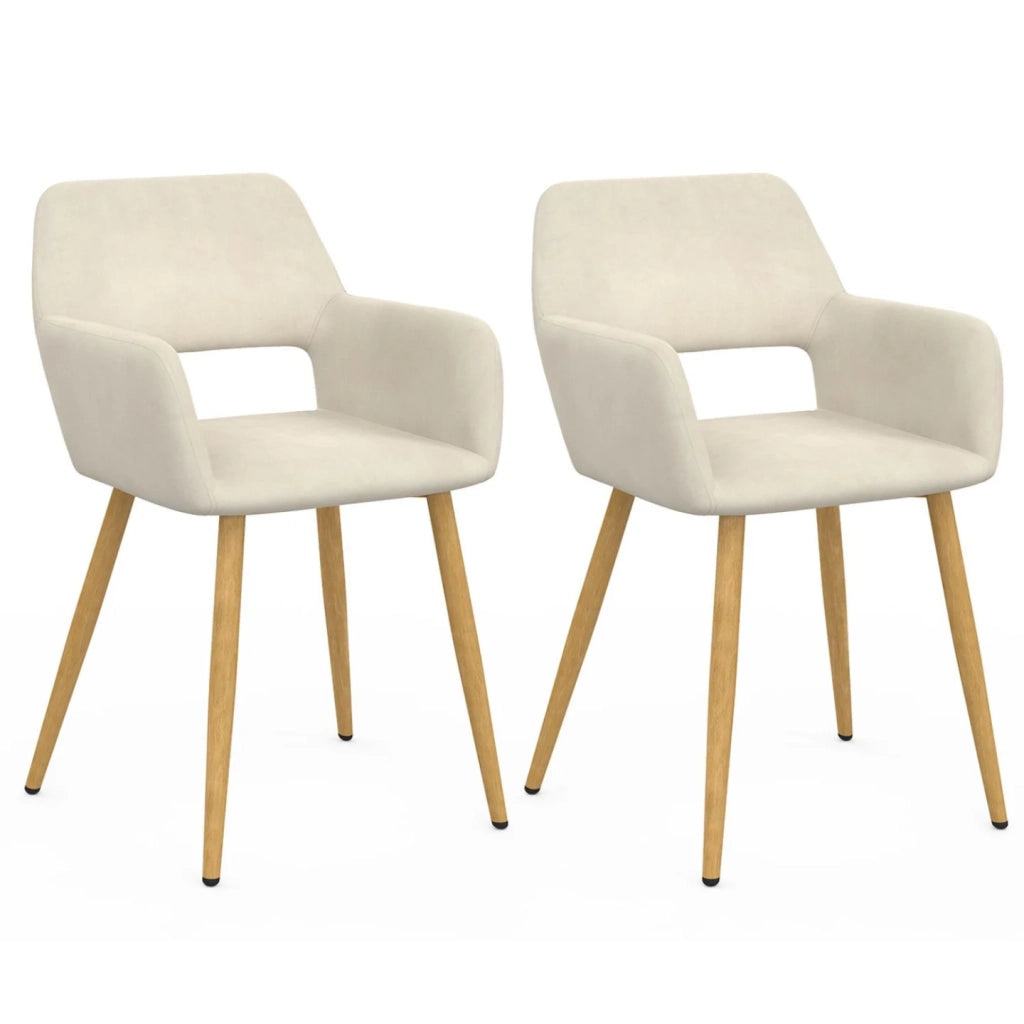 IDMarket - Set di 2 sedie da pranzo e poltrone da tavolo in velluto beige HOLY