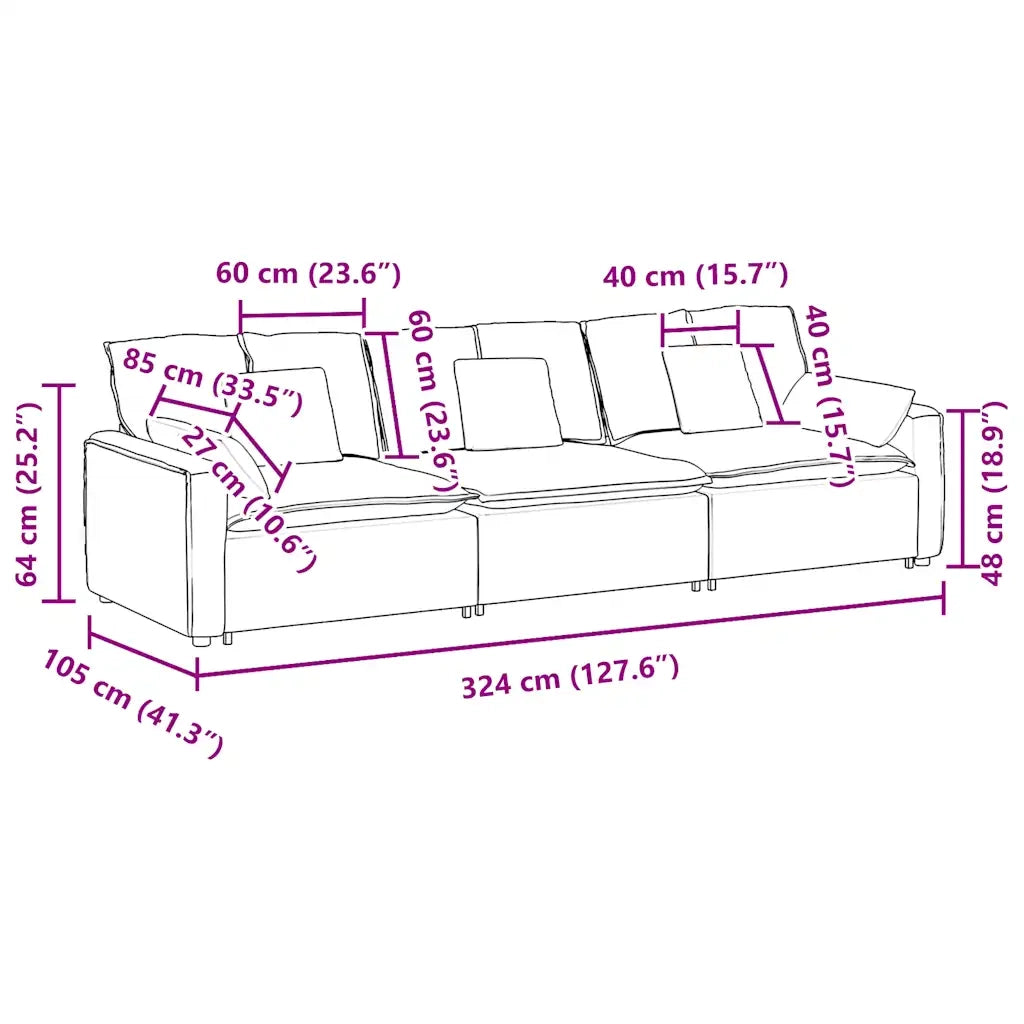 vidaXL Divano Modulare con Cuscini Blu