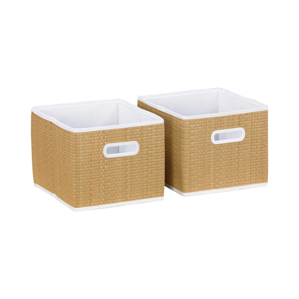 Libreria per bambini con 4 cestini in fibra vegetale, naturale