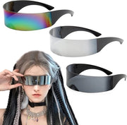 Set di Occhiali da Sole Futuristici 3x - Argento, Nero e Colorato - Occhiali da Festa e Accessori di Festa