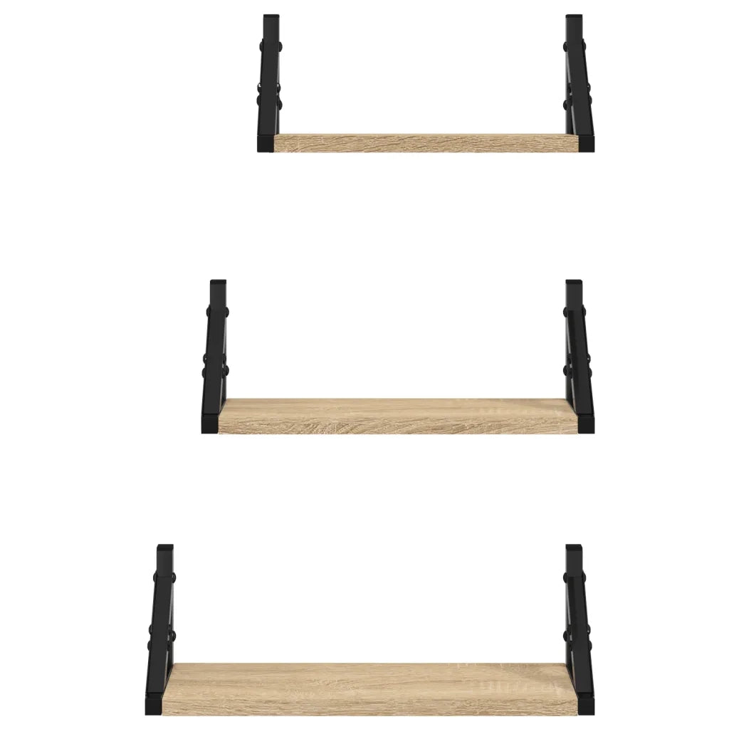Set Mensole Parete 3pz Rovere Sonoma in Legno Multistrato 836319