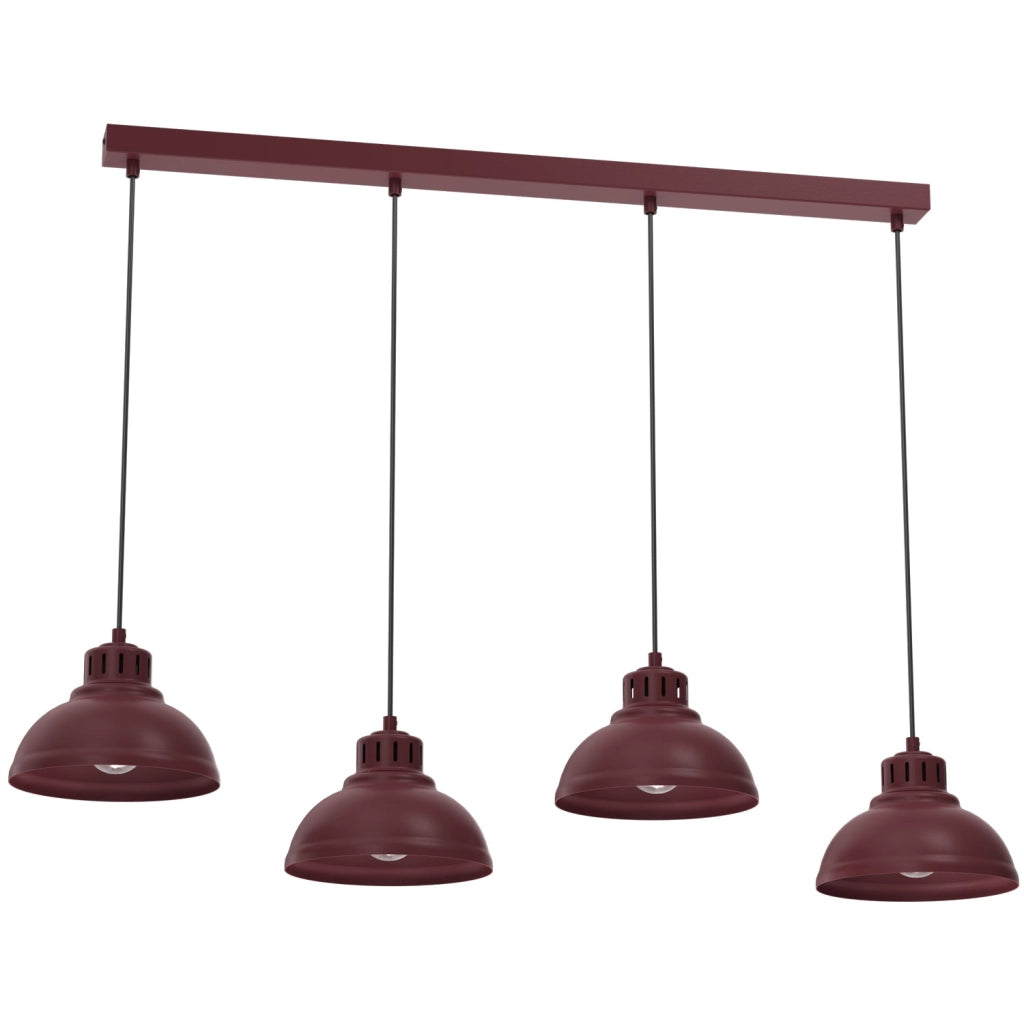 Lampada sospesa Sven 4xE27 bordeaux acciaio Luminex