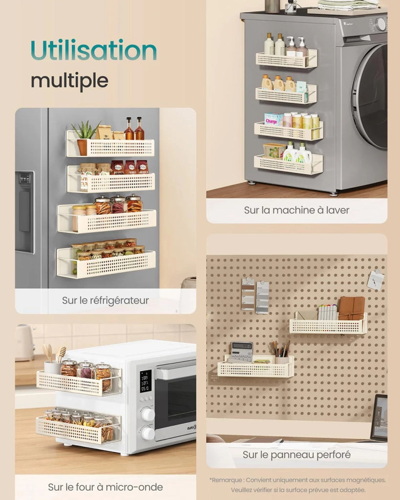 Porta spezie magnetico set da 4 organizer da cucina non richiede fori per cucina frigorifero microonde lavatrice beige 12_0005552