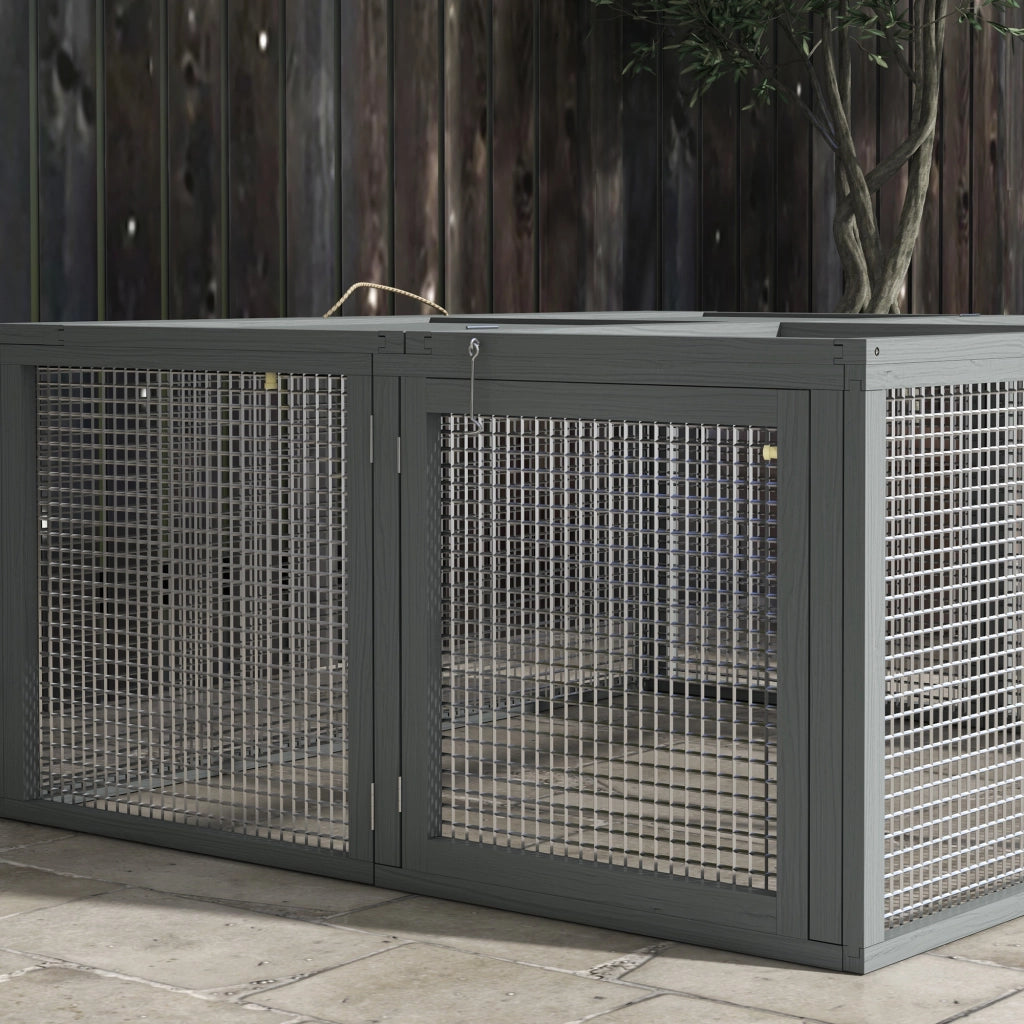 Gabbia per conigli pieghevole con maniglia ¨C zephmum ¨C grigio 110x105x50 cm