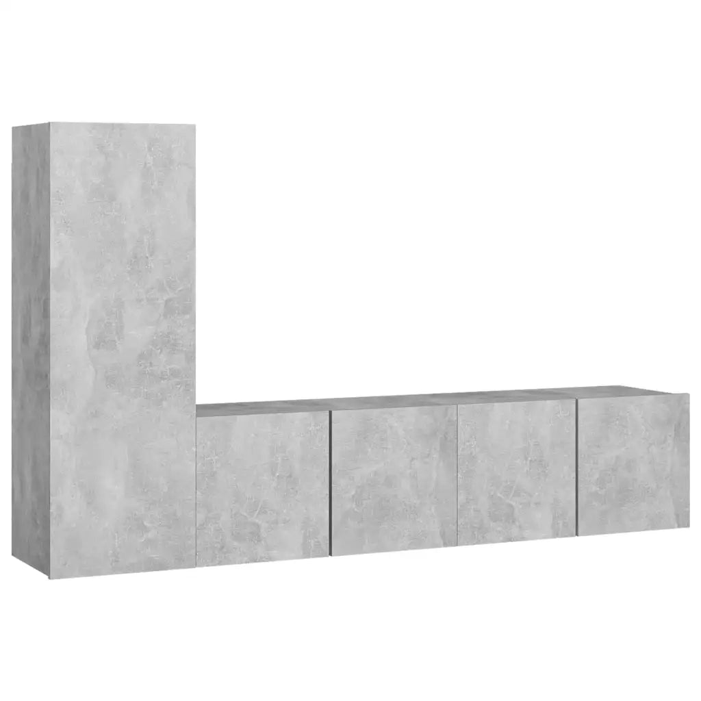 Set di Mobili Porta TV 3 pz Grigio Cemento in Legno Multistrato 3079093