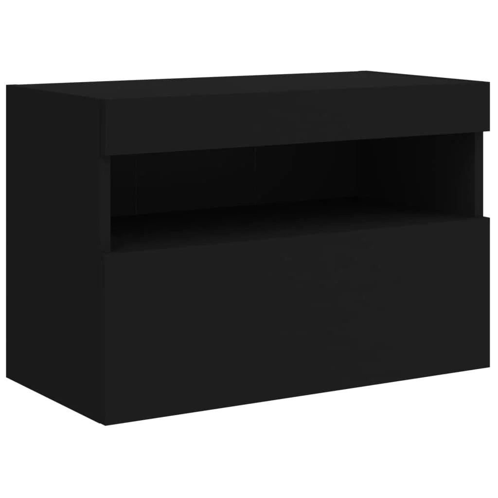 Mobile TV multimediale scaffale TV credenza mobile TV sala da pranzo soggiorno camera da letto montaggio a parete con luci LED 60 x 30 x 40 cm nero 02_0027900