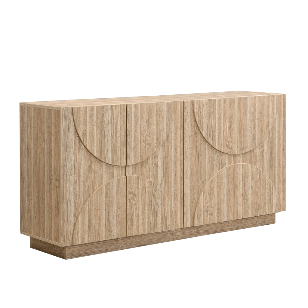 Sideboard in legno naturale con ripiani e ante, 160 x 40 x 80 cm