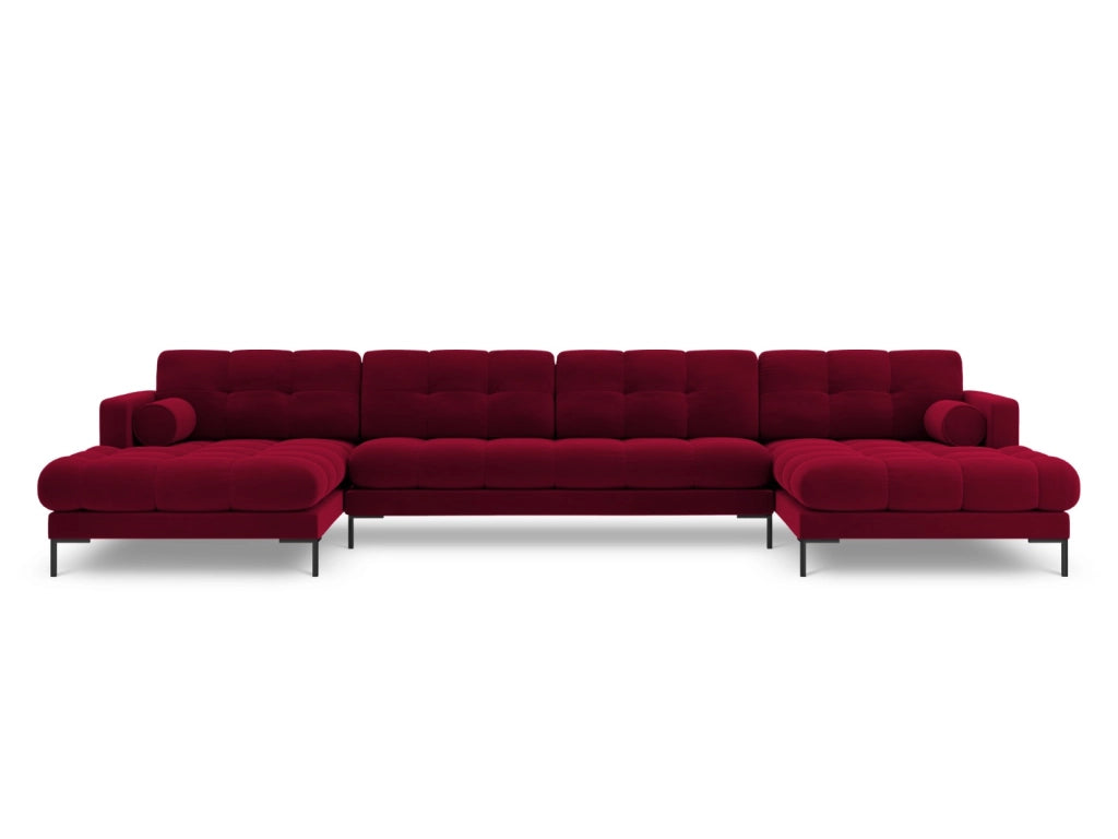 Cosmopolitan Design - Divano panoramico "Bali" 7 posti in velluto rosso 