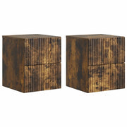 Mobiletto da notte a muro 2 pcs Rovere Fumo 33 x 34,5 x 40 cm