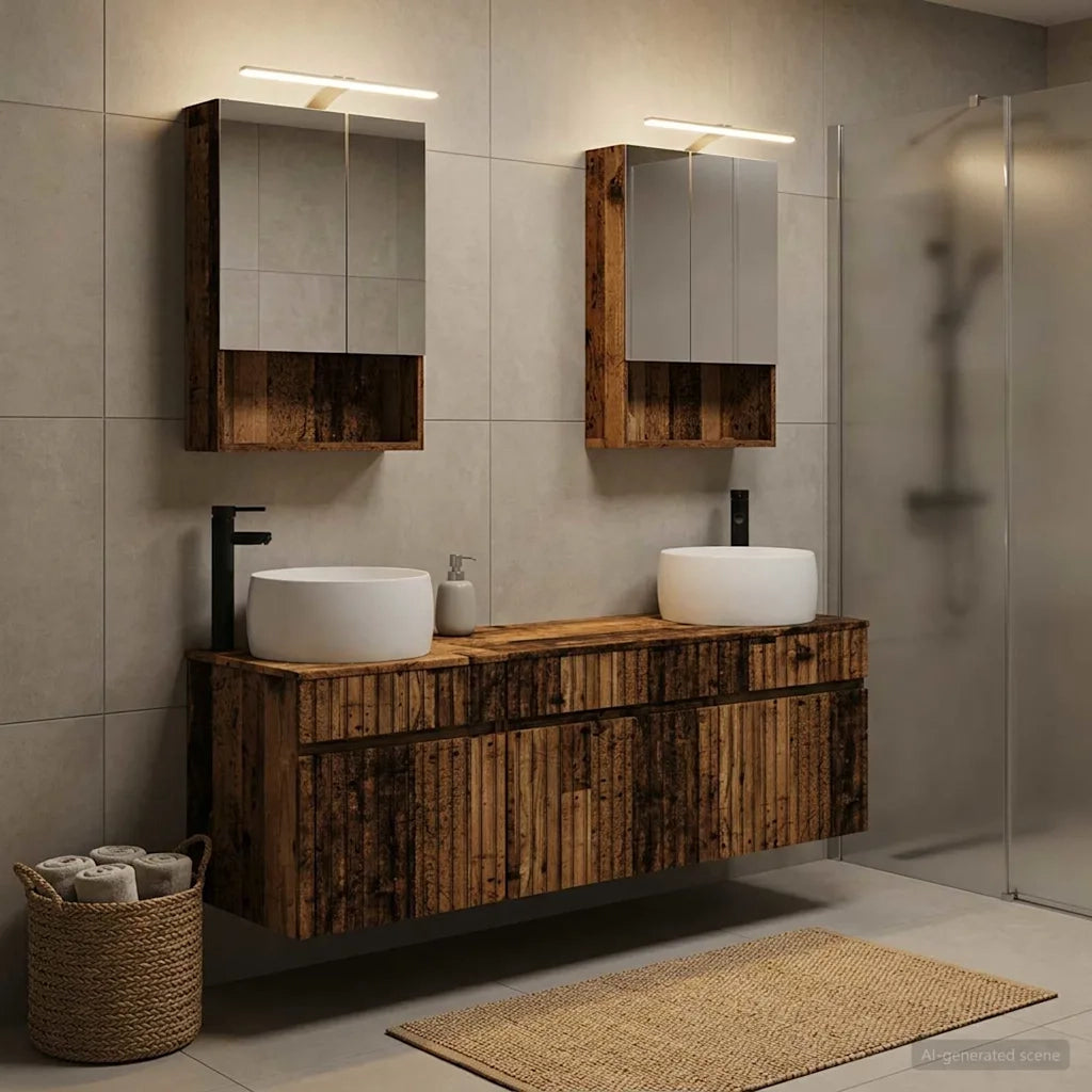 Set di Armadi da Bagno 5 pcs Legno antico 50 x 14,5 x 70 cm 3406645