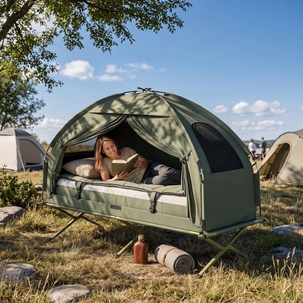 Letto da campo con materasso ¨C zephmum ¨C verde scuro