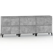 Credenze 3pz | Madia | Buffet da pranzo | Armadio da pranzo Grigio Cemento 60x35x70 cm in Legno Multistrato