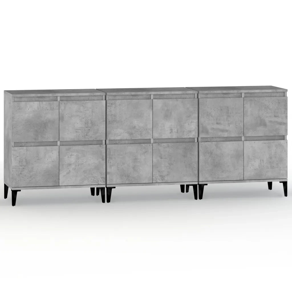 Credenze 3pz | Madia | Buffet da pranzo | Armadio da pranzo Grigio Cemento 60x35x70 cm in Legno Multistrato