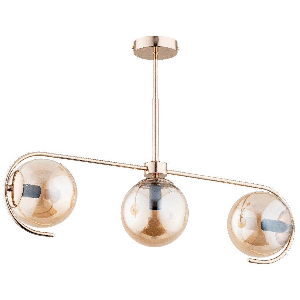 Plafoniera glamour oro con sfere ambra 3xE14 Astana