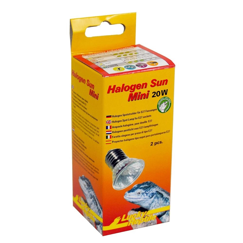 Lucky Reptile Halogen Sun Mini 2pz - lampada alogena attacco E27 per rettili Wattaggio Riscaldatori e lampade terrario: 20W