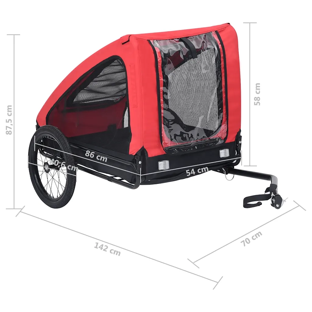Rimorchio da Bici per Animali Domestici Rosso e Nero CFW5837619