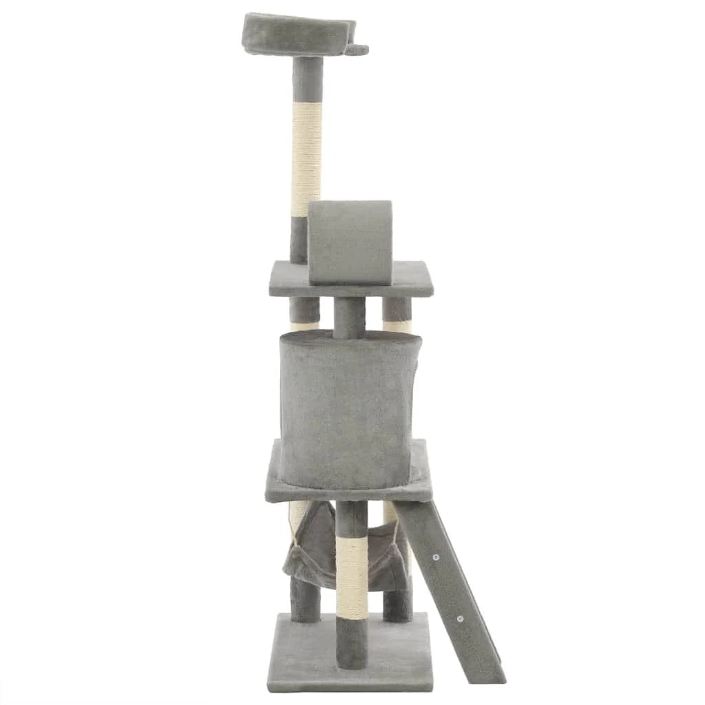 Tiragraffi albero per gatti cuccia per gatti giocattolo peluche sisal 140 cm grigio 3702125