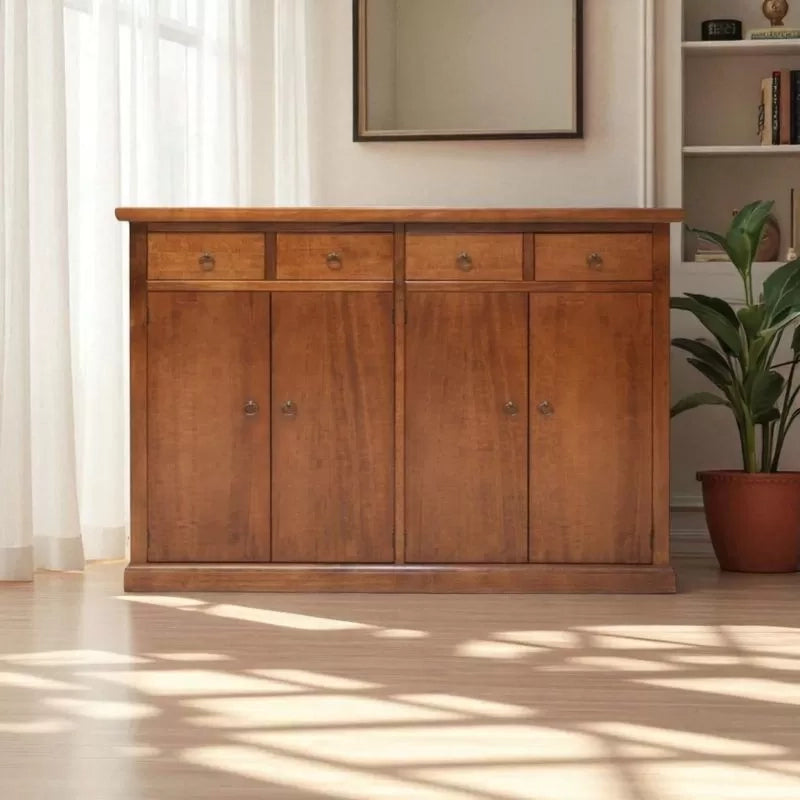 Madia credenza legno 4 porte 4 cassetti arte povera bassano 160x40x110 - Mobili 2G