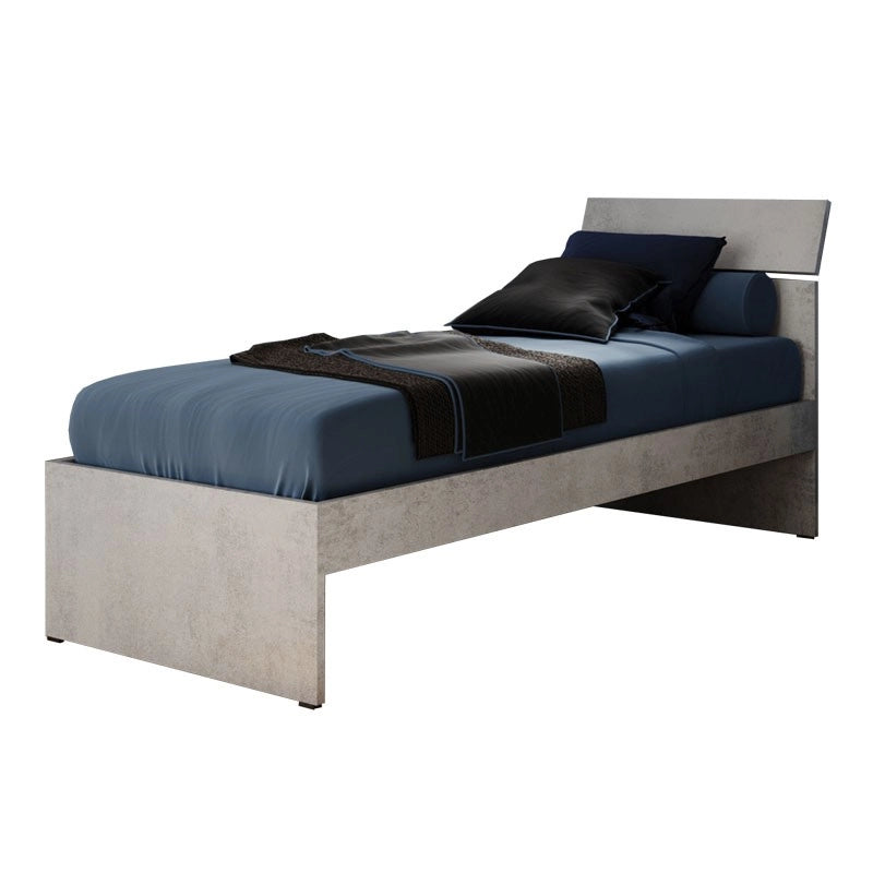 Letto singolo per camera colore grigio cemento cm 200x85xH 98