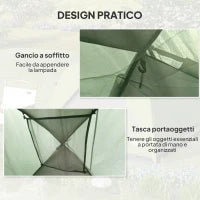 Tenda da Campeggio per 3 Persone Impermeabile con Tasca, Gancio per Lanterna e Borsa, 2x2x1.35m, Verde