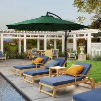 Ombrellone da Esterni Decentrato con Manovella, in Acciaio e Poliestere Anti-UV, 3x2.5 m, Verde