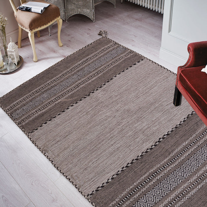 Tappeto ANTIQUE-KILIM beige tessuto a mano in cotone e ciniglia cm.120x180