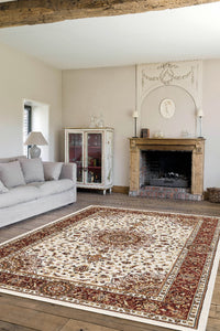 Tappeto BABIL cm.80x300 disegno classico orientale colore crema e rosso