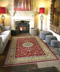 Tappeto KAZAKH 2154 rosso e beige cm.240x340 stile orientale persiano alta qualità con effetto lucente