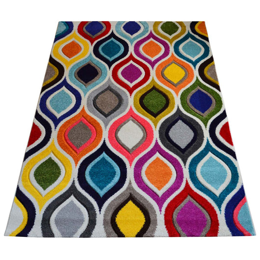 Tappeto moderno BOUTIQUE 2433 disegno optical multicolore cm.200x290