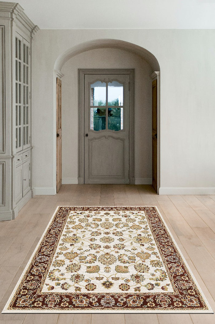 Parure di tappeti BABIL disegno classico orientale colore crema e rosso tris scendiletto (1pz cm.80x150 + 2pz cm.60x110)