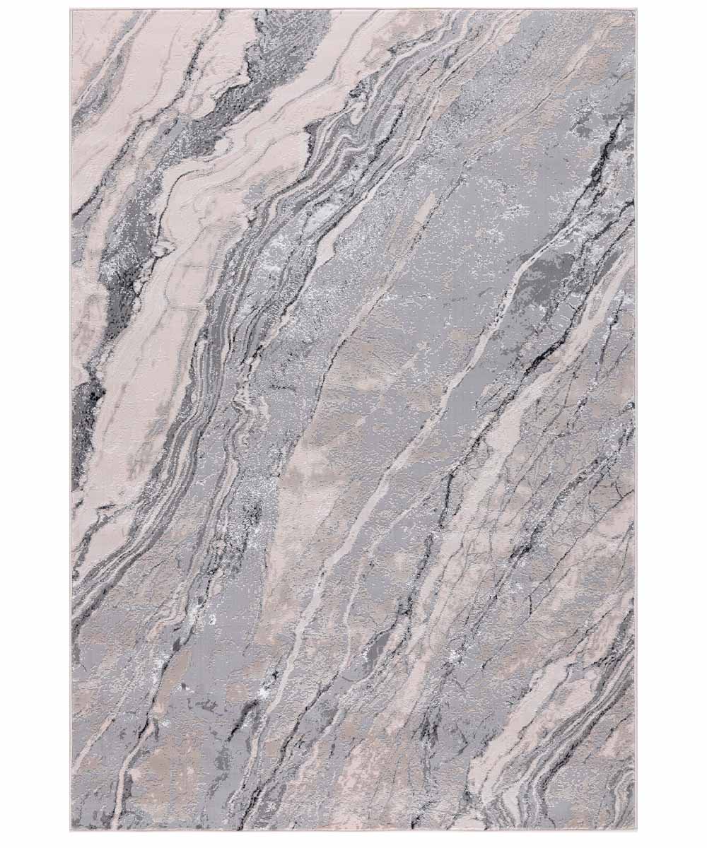 Parure di tappeti NEVADA 9224 grigio design moderno effetto marmo tris scendiletto (1pz cm.80x150 + 2pz cm.60x120)