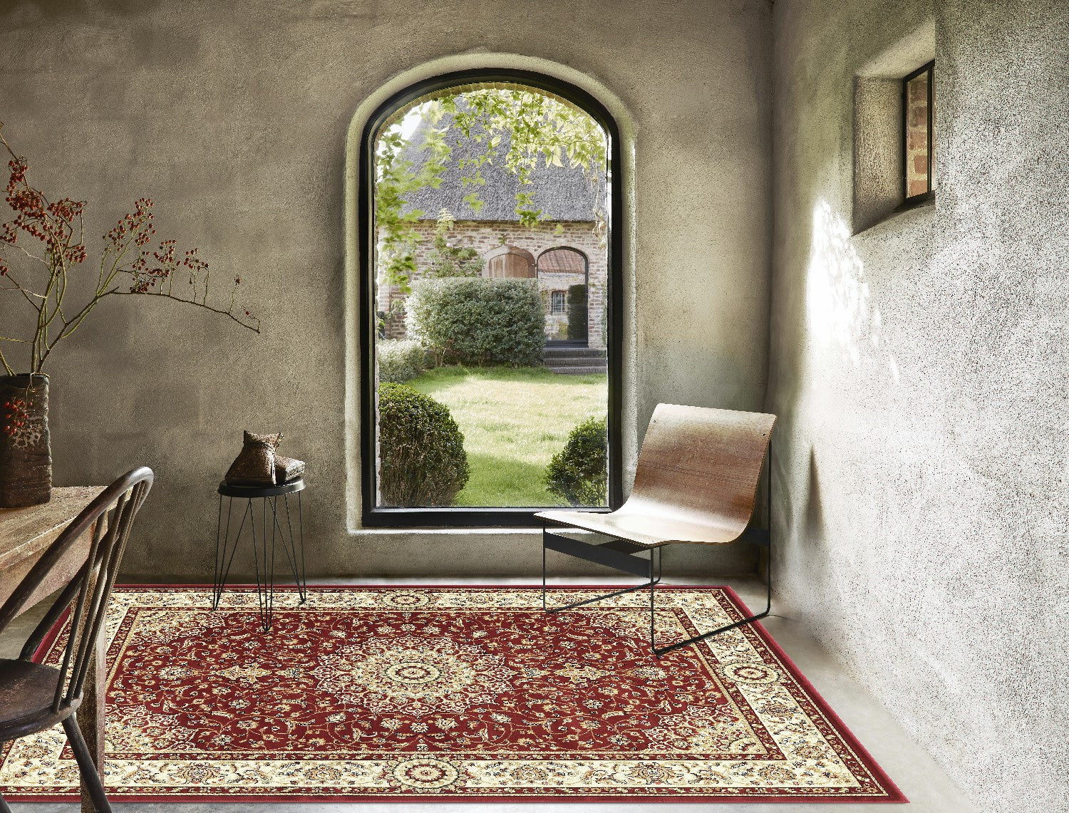 Tappeto BABIL disegno classico orientale colore rosso e crema cm.140x200