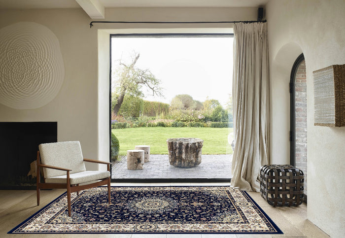 Tappeto BABIL disegno classico orientale colore blu e crema cm.80x240