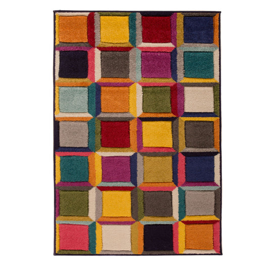 Tappeto moderno BOUTIQUE 952 multicolore a quadri cm.120x170
