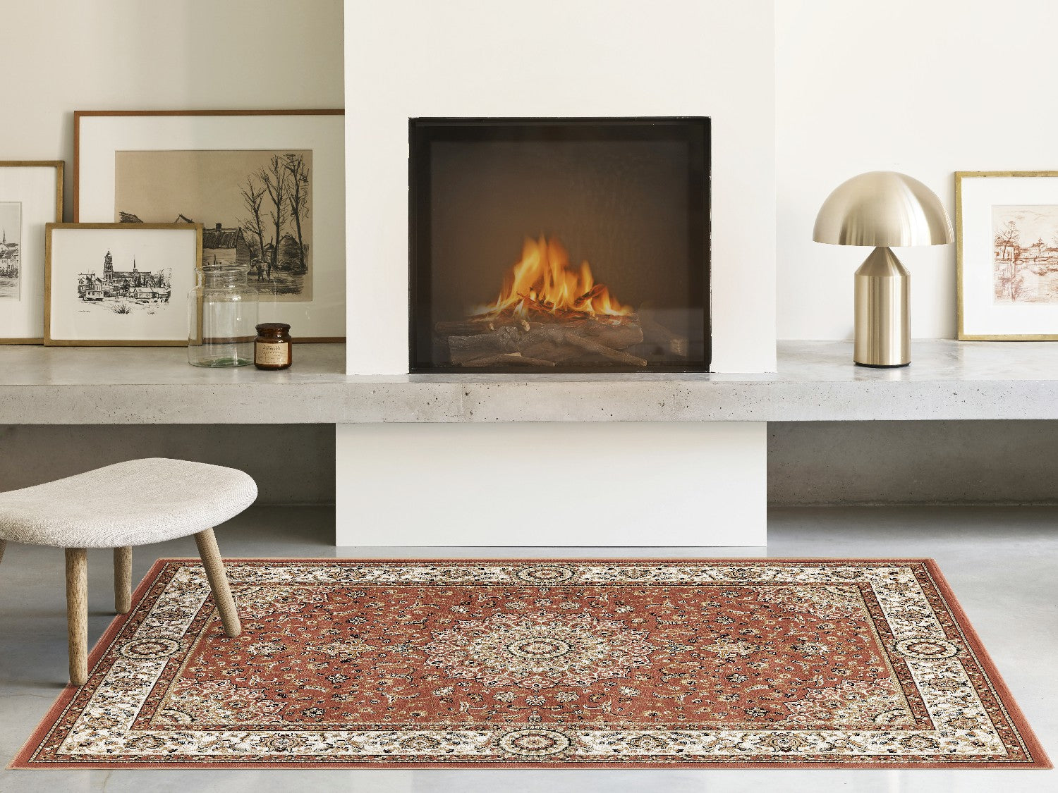 Tappeto BABIL disegno classico orientale colore rosa e crema cm.160x230