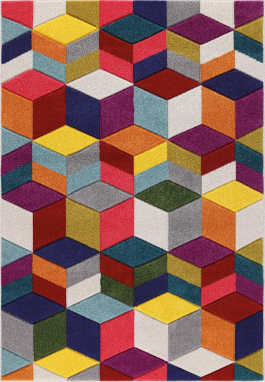 Tappeto moderno BOUTIQUE 9815 disegno effetto 3D multicolore cm.200x290