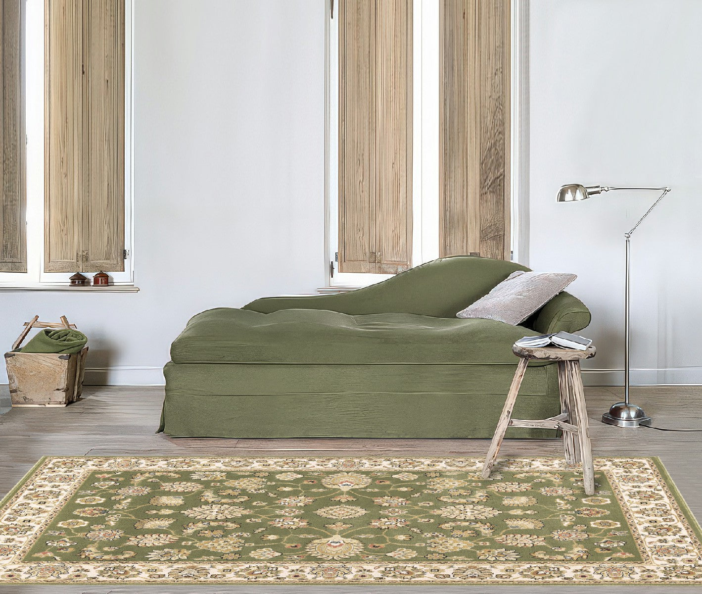 Tappeto BABIL disegno classico orientale colore verde e crema cm.240x340