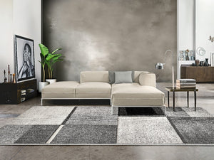 Tappeto FUNNY 87071 grigio pelo morbido resistente geometrico a quadri cm.160x230