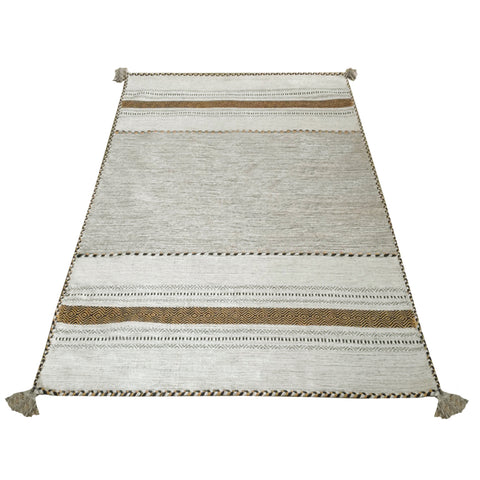 Tappeto ANTIQUE KILIM GIALLO OCRA cm.120x180 tessuto a mano in cotone e ciniglia