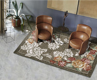 Tappeto floreale BLOOM FANGO disegno moderno con fiori, multiuso lavabile antiscivolo cm.65x110 (Coppia)