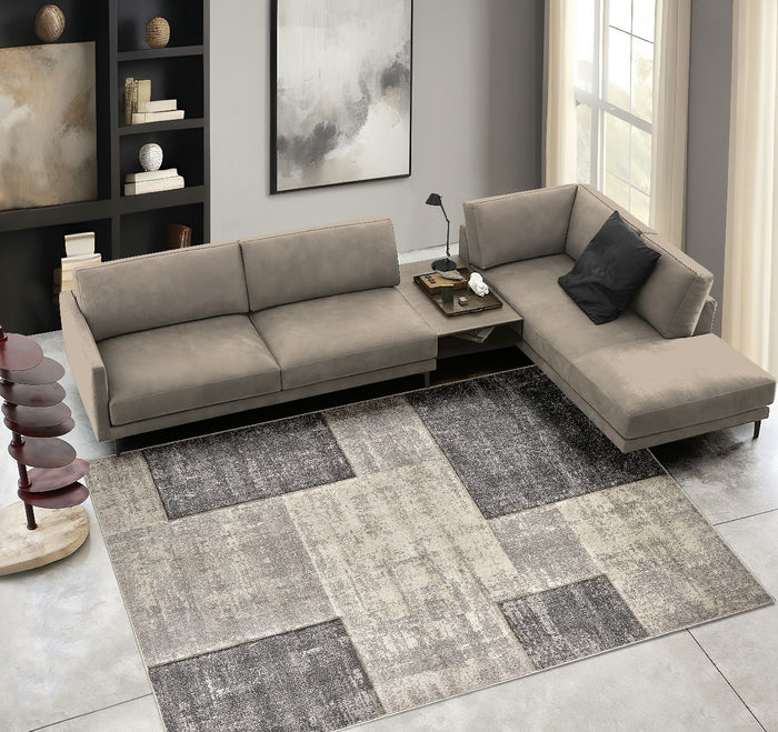 Tappeto FUNNY B3331 grigio moderno disegno intarsiato a quadri cm.140x200